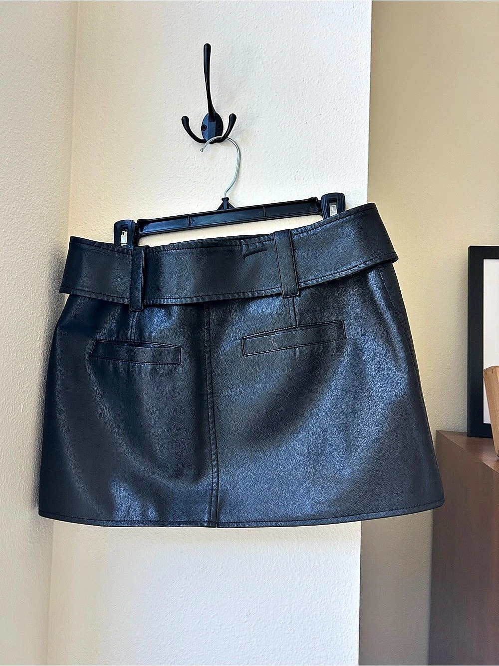OAK + FORT Vegan Leather Mini Skirt in Black Like New - Picture 3 of 5